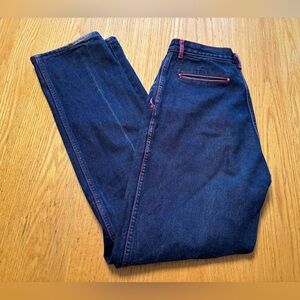 Vintage Fuzz Jeans pink topstitched & pink wash interior on reverse of denim
